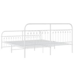 Berkfield Home Metal Bed Frame without Mattress with Footboard White 183x213cm - Size: 183x213 cm - thumbnail 6
