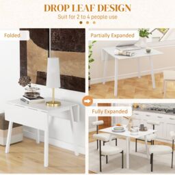 HOMCOM Kitchen Table for 2-4, Folding Drop Leaf Dining Table in White - thumbnail 4