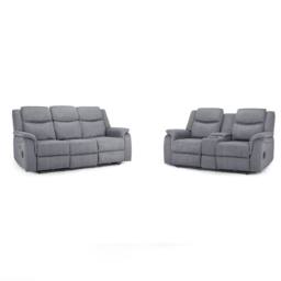 Furnishings For Less UK Orlando Grey Fabric 3 + 2 Electric Reclining Sofa Suite USB Charging - thumbnail 9