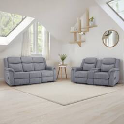 Furnishings For Less UK Orlando Grey Fabric 3 + 2 Electric Reclining Sofa Suite USB Charging - thumbnail 1