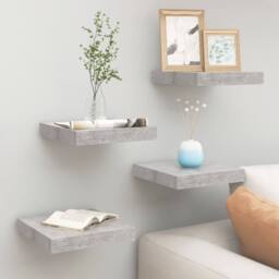 Berkfield Home Durable Floating Wall Shelves 4 pcs Concrete Grey 23x23.5x3.8 cm MDF - thumbnail 2