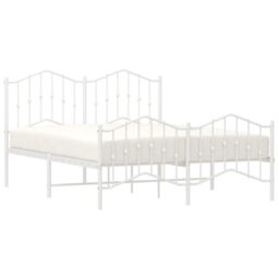 Berkfield Home Metal Bed Frame with Headboard & Footboard White 135x190 cm Double - thumbnail 3