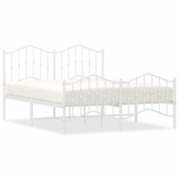 Berkfield Home Metal Bed Frame with Headboard & Footboard White 135x190 cm Double - thumbnail 2