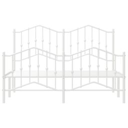 Berkfield Home Metal Bed Frame with Headboard & Footboard White 135x190 cm Double - thumbnail 5