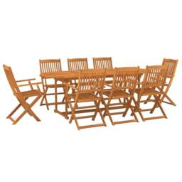 Berkfield Home 9 Piece Garden Dining Set Solid Acacia Wood in Brown - thumbnail 2