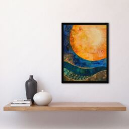 Artery8 Abstract Sunrise Modern Tarot Style Painting Framed Wall Art in Blue - Size: A4 - thumbnail 4