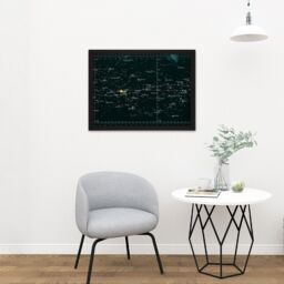 "Artery8 Wall Art Print NASA Space CSM-TEC Apollo 11 Star Chart Map Galaxy Large Framed Wall Décor Art in White - Size: W18"" x H24""" - thumbnail 2