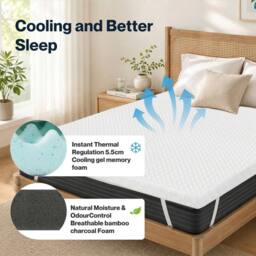 VOGREX Bamboo Gel Memory Foam Double Mattress Topper in White - thumbnail 4