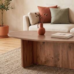 CALICOSY Coffee Table With Oval Top, 120 Cm Long - ANNA in Light Oak - thumbnail 3