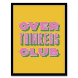 Artery8 Overthinkers Club Mustard Yellow Pink Retro Framed Wall Art Print - Size: A4 - thumbnail 1