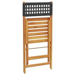 Berkfield Home Beautiful Folding Garden Chairs 6 pcs Black Poly Rattan & Solid Wood - thumbnail 7