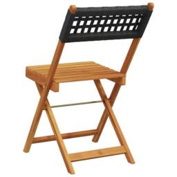 Berkfield Home Beautiful Folding Garden Chairs 6 pcs Black Poly Rattan & Solid Wood - thumbnail 6