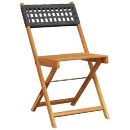 Berkfield Home Beautiful Folding Garden Chairs 6 pcs Black Poly Rattan & Solid Wood - thumbnail 1