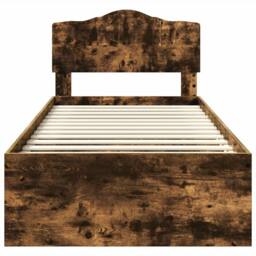 Berkfield Home Bed Frame with Headboard Smoked Oak 90 x 200 cm Solid Pine Wood in Brown - thumbnail 7