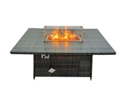 Fimous Rattan Outdoor Gas Firpit Table Sofa Set with 2 Small Stools 2 Chairs in Dark Grey - thumbnail 3