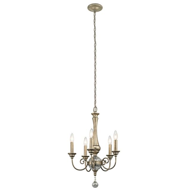 Loops 5 Bulb Chandelier Hanging Pendant LIght Sterling Gold LED E14 60W Bulb