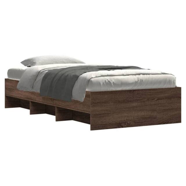 Berkfield Home Durable Bed Frame without Mattress Brown Oak 90x190 cm Single Eng - image 1