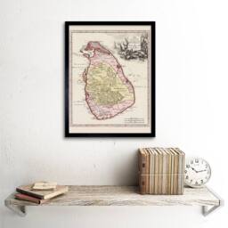 "Artery8 Balda Relandi Map Ceylon Sri Lanka Only 12x16"" Framed Wall Art in Beige - Size: W12"" x H16""" - thumbnail 2