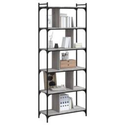 Berkfield Home Bookcase 6-Tier Grey Sonoma 76x32x192 cm Engineered Wood - Size: 76 x 32 x 192 cm - thumbnail 3