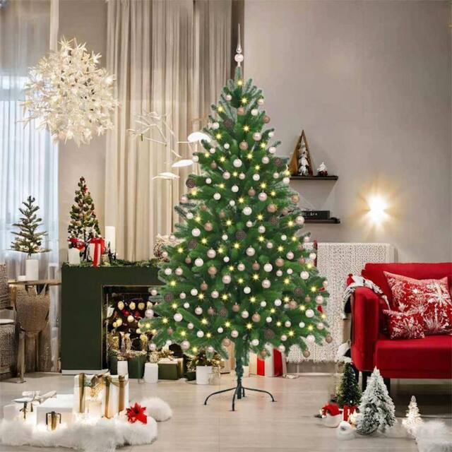 Berkfield Home Christmas Tree with 300 LEDs with Stand Green 180 cm PE - image 1