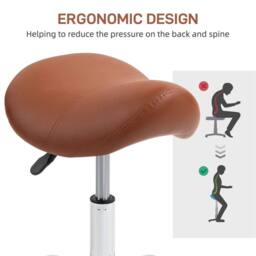 EONLION PU Leather Saddle Stool Brown - Size: 100 cm - thumbnail 4