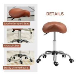 EONLION PU Leather Saddle Stool Brown - Size: 100 cm - thumbnail 3