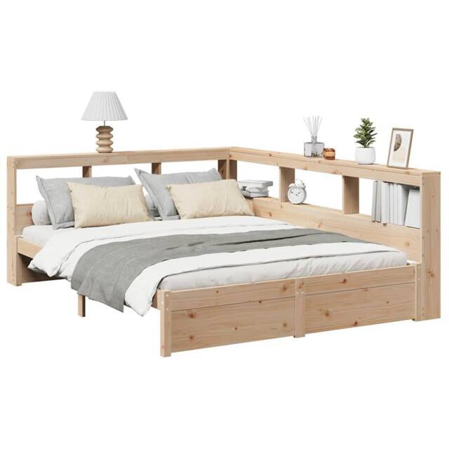 Berkfield Home Decorative Bookcase Bed without Mattress 160x200 cm Solid Wood Pine in Light Brown - image 1