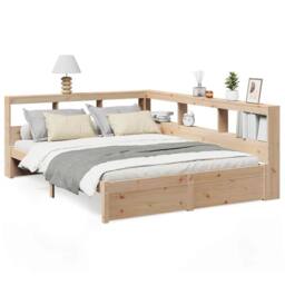 Berkfield Home Decorative Bookcase Bed without Mattress 160x200 cm Solid Wood Pine in Light Brown - thumbnail 4