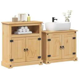Berkfield Home 2 Piece Bathroom Furniture Set Corona Solid Wood Pine in Brown