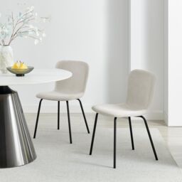 FurnitureboxUK 2 x Asti Cream Linen Effect Dining Chairs