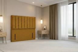 "Chester & Oakley Lunar Plush Divan Bed Base 4 Drawers - 54"" Headboard in Mustard - Size: King" - thumbnail 9