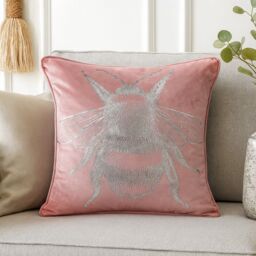 Voltico Foil Printed Bee Filled Cushion 43 × 43 cm - Chocolate / Pink - Size: 43 cm x 43 cm