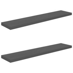 Berkfield Home Floating Wall Shelves 2 pcs High Gloss Grey 120x23.5x3.8 cm MDF - thumbnail 2