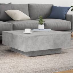 Berkfield Home Coffee Table with LED Lights Concrete Grey 80x80x31 cm - Size: 80 x 80 x 31 cm - thumbnail 2