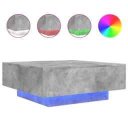 Berkfield Home Coffee Table with LED Lights Concrete Grey 80x80x31 cm - Size: 80 x 80 x 31 cm - thumbnail 1