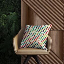 Warren Reed - Designer Coloured Diagonal Abstract Pattern Outdoor Cushion in Green - Size: 60 cm x 60 cm - thumbnail 2
