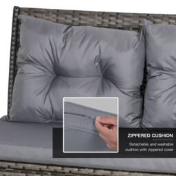 OUTSUNNY 6 Pieces Sofa Set Furniture Rattan Cushion Seat Wicker Black Garden in Grey - thumbnail 5