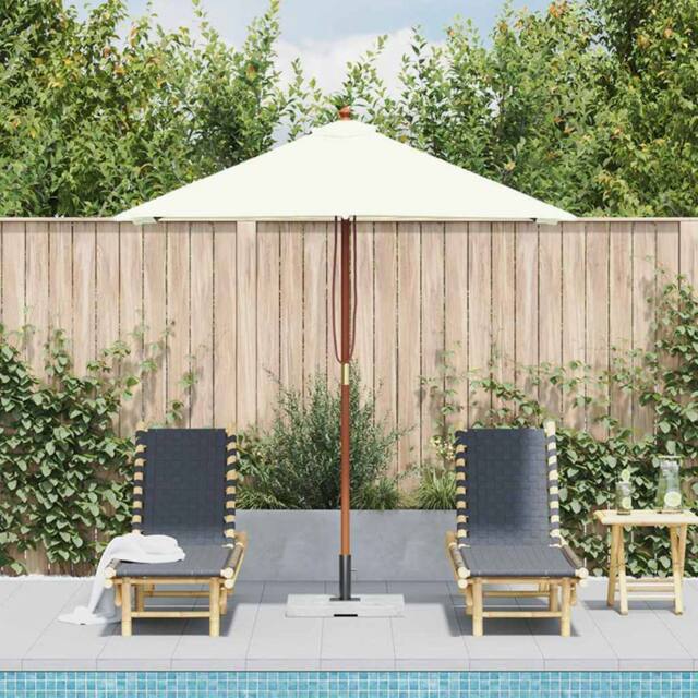 Berkfield Home Outdoor Parasol with Wooden Pole 150x200 cm Sand in Beige - image 1