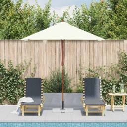 Berkfield Home Outdoor Parasol with Wooden Pole 150x200 cm Sand in Beige - thumbnail 1