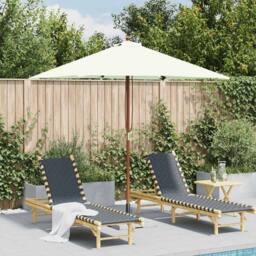 Berkfield Home Outdoor Parasol with Wooden Pole 150x200 cm Sand in Beige - thumbnail 2