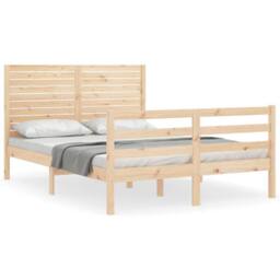 Berkfield Home Bed Frame with Headboard 140x190 cm Solid Wood in Light Tan - thumbnail 1