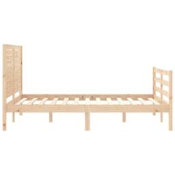 Berkfield Home Bed Frame with Headboard 140x190 cm Solid Wood in Light Tan - thumbnail 7