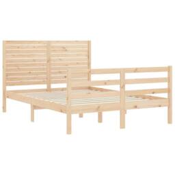 Berkfield Home Bed Frame with Headboard 140x190 cm Solid Wood in Light Tan - thumbnail 5