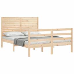Berkfield Home Bed Frame with Headboard 140x190 cm Solid Wood in Light Tan - thumbnail 4