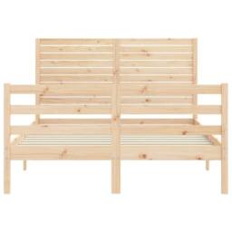Berkfield Home Bed Frame with Headboard 140x190 cm Solid Wood in Light Tan - thumbnail 6