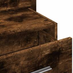 Berkfield Home Decorative Wall-mounted Bedside Cabinet with LED Lights Smoked Oak in Brown - thumbnail 9