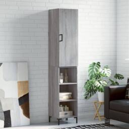 Berkfield Home Highboard Grey Sonoma 34.5x34x180 cm Engineered Wood - thumbnail 2