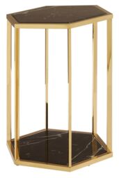 Orsina Black & Silver End Table, Small Side Table By Couch, Settee Side Table, Black Marble Top Sofa Side Table in Gold - thumbnail 2