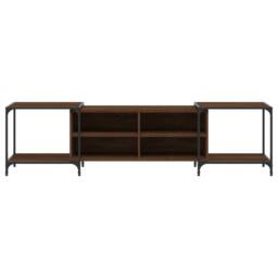 Berkfield Home TV Cabinet Brown Oak 203x37x50 cm Engineered Wood - Size: 203 x 37 x 50 cm - thumbnail 4