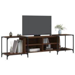 Berkfield Home TV Cabinet Brown Oak 203x37x50 cm Engineered Wood - Size: 203 x 37 x 50 cm - thumbnail 1